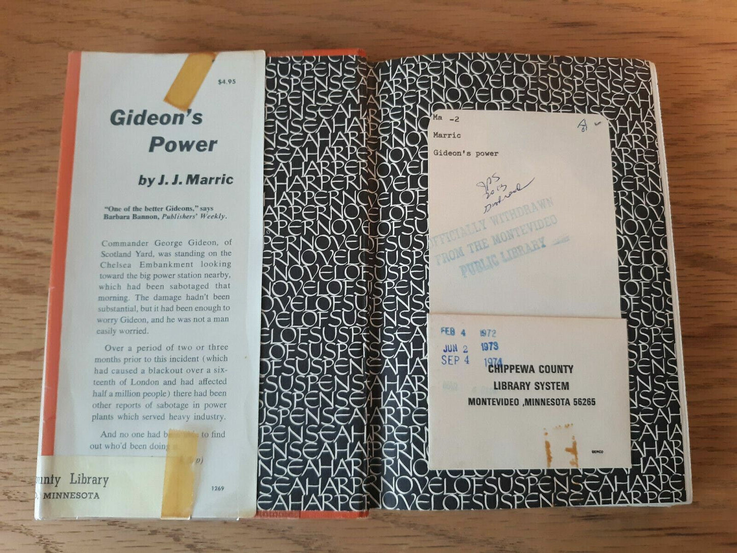 1969 GIDEON'S POWER J.J. Marric HC DJ