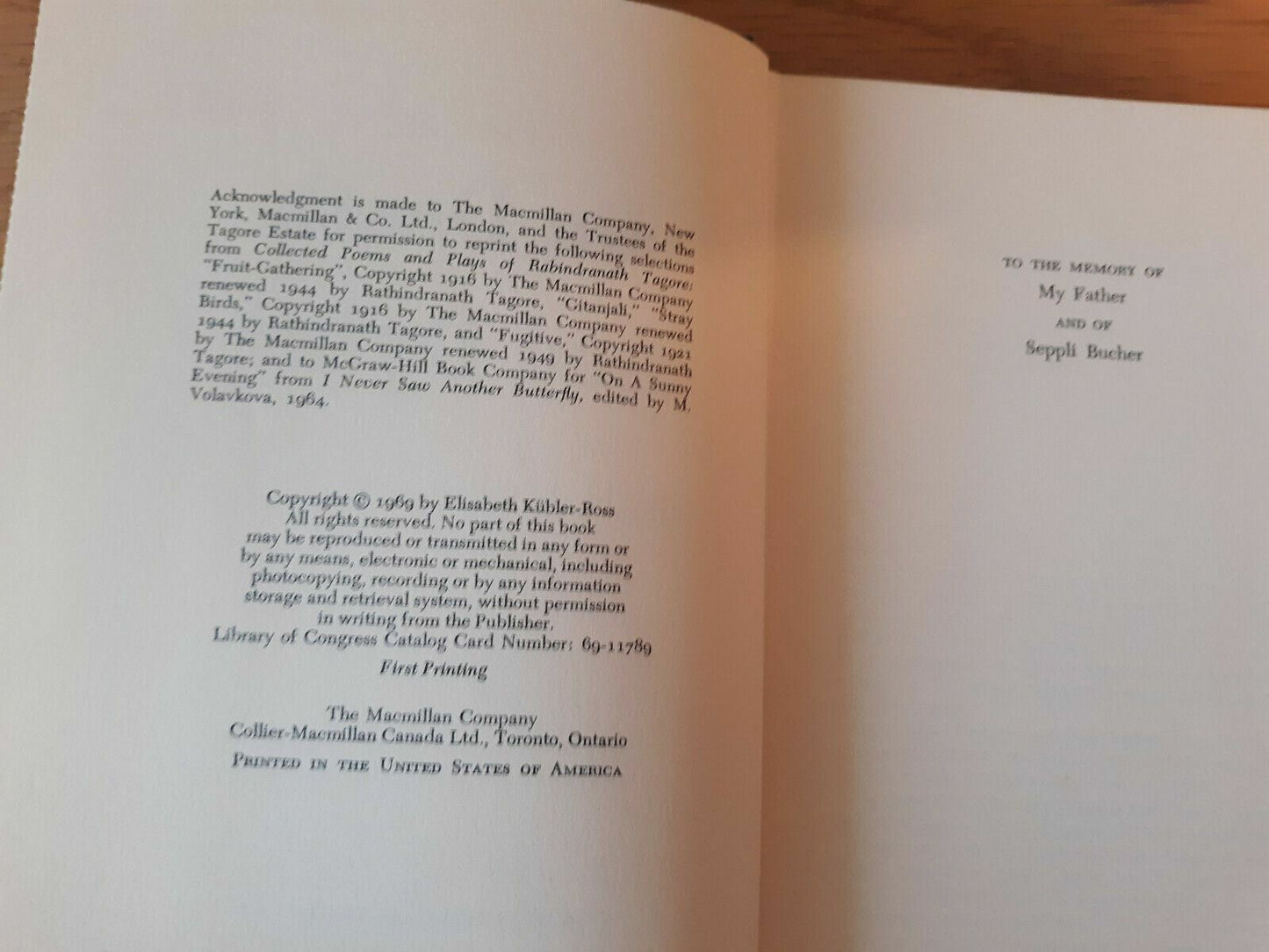 On Death and Dying by Elisabeth Kubler-Ross 1969 1st Printing Hardcover