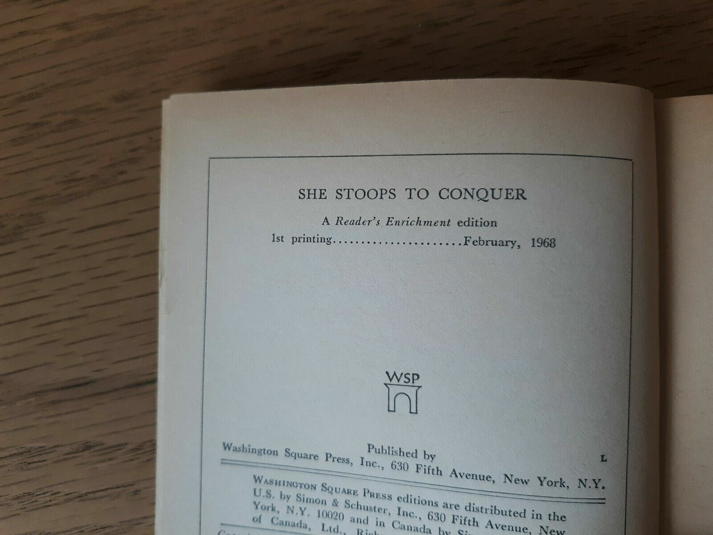 She Stoops to Conquer by Oliver Goldsmith 1968 Paperback