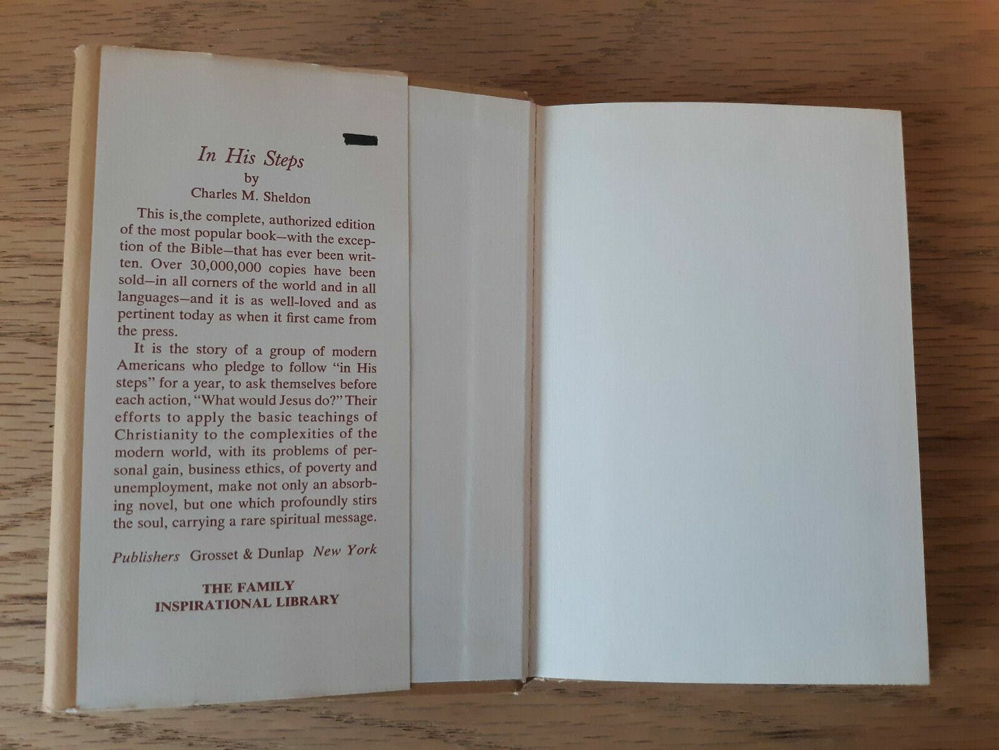 IN HIS STEPS by Charles M. Sheldon Grosset & Dunlap HC/DJ