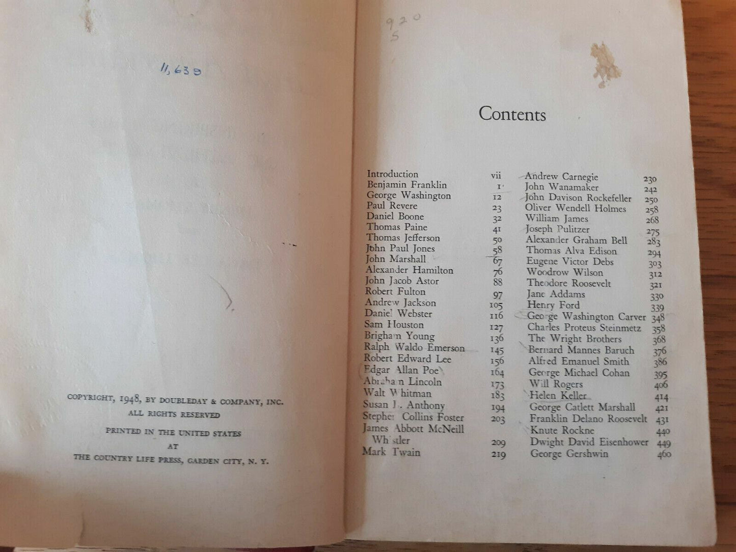 50 Great Americans: Their Inspiring Lives & Achievements by Henry Thomas 1948 HC