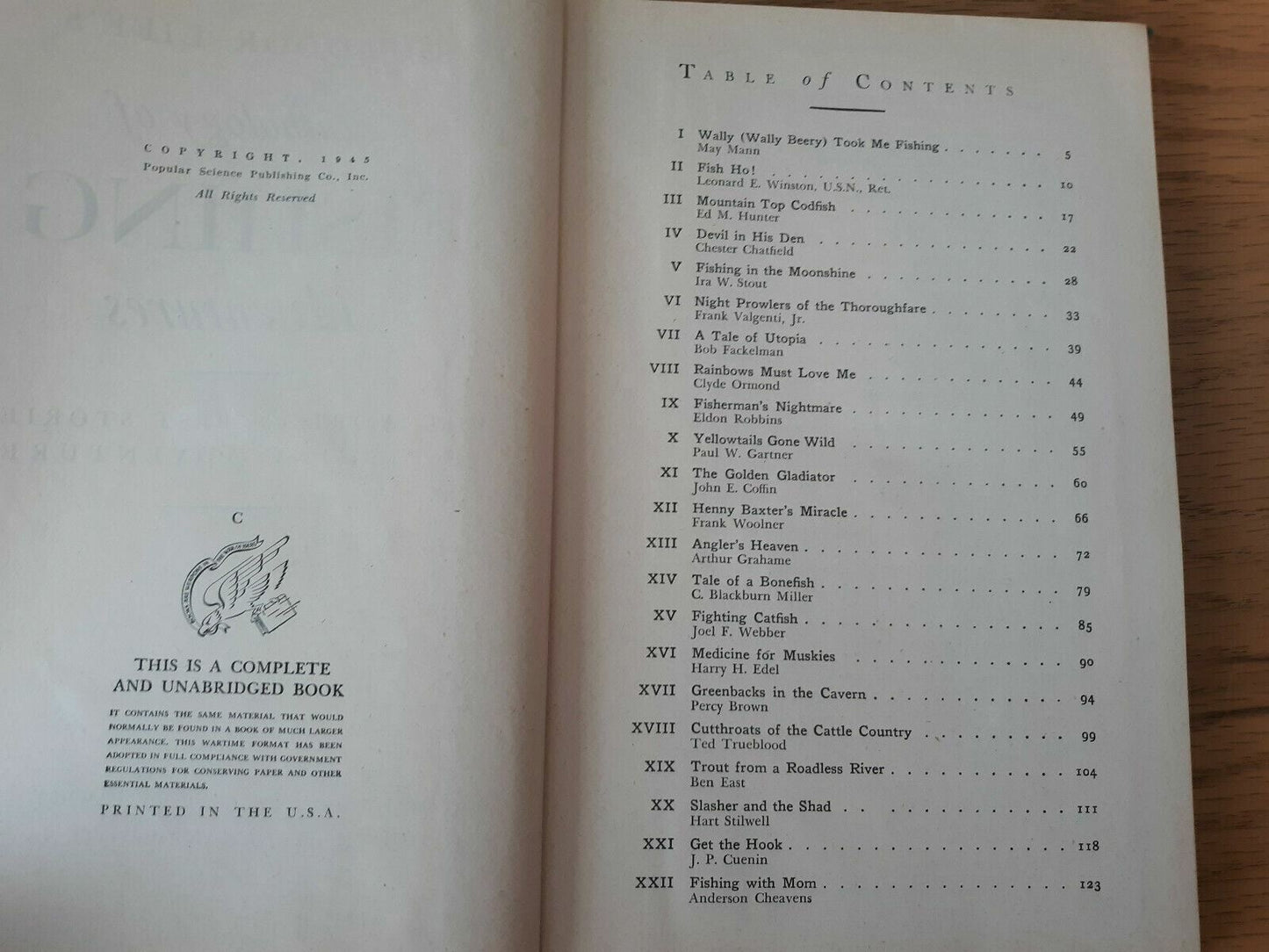 1945 Hardcover Outdoor Life's Anthology of Fishing Adventures World's Best Stori