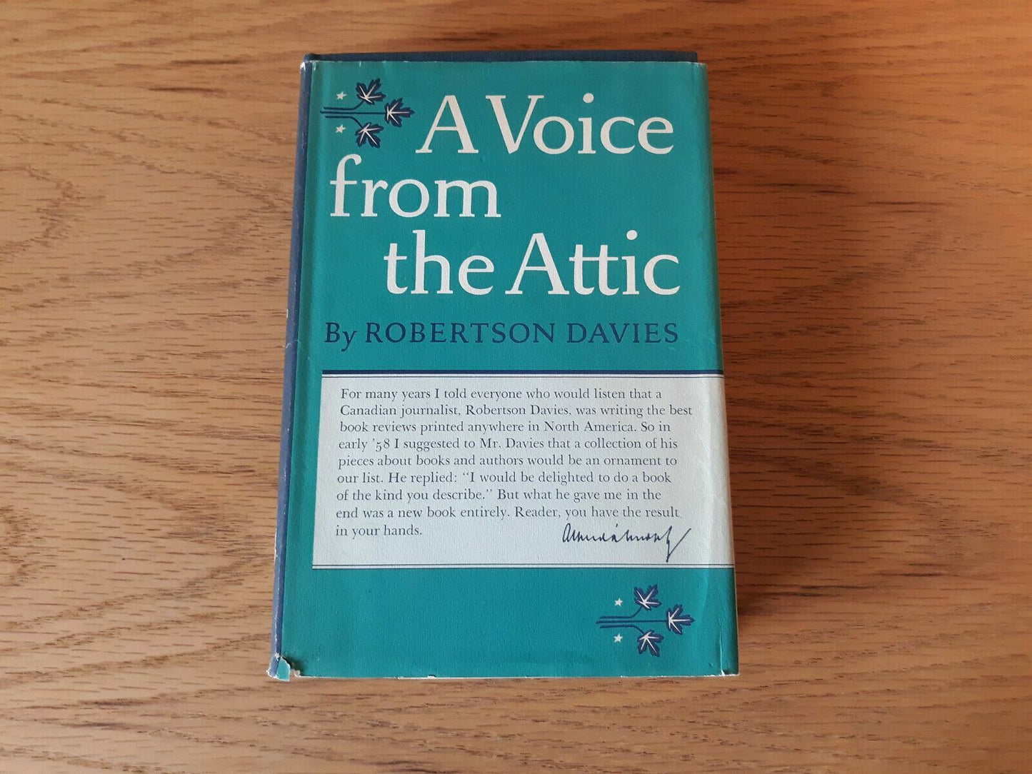 A Voice from the Attic by Robertson Davies-First Edition/DJ-1960 2nd Printing