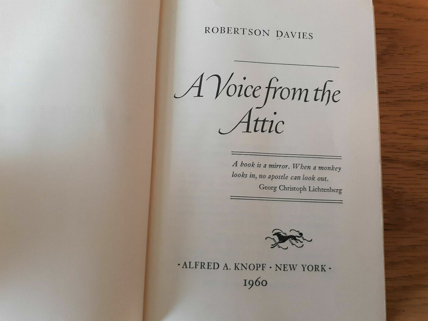 A Voice from the Attic by Robertson Davies-First Edition/DJ-1960 2nd Printing