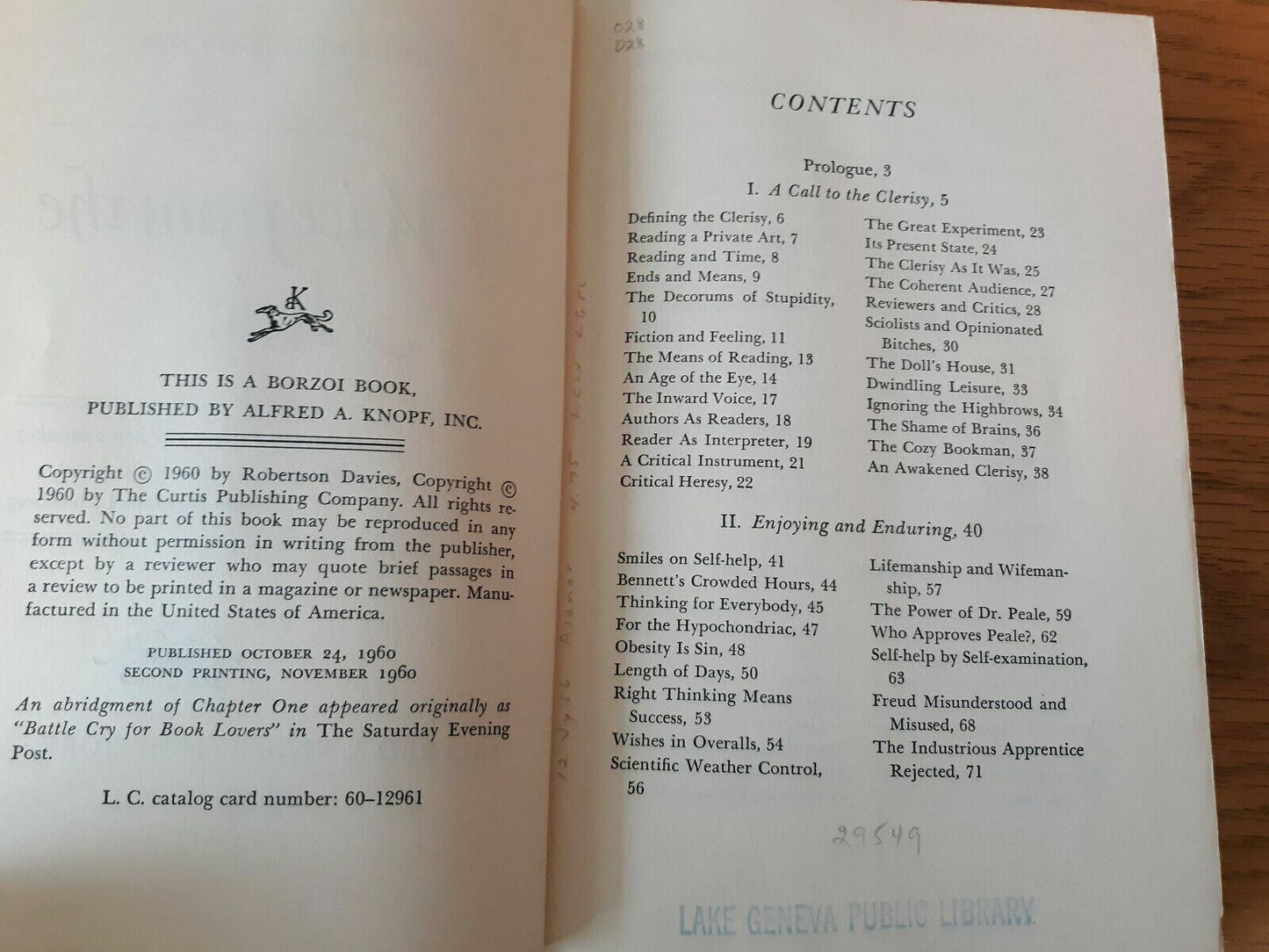 A Voice from the Attic by Robertson Davies-First Edition/DJ-1960 2nd Printing