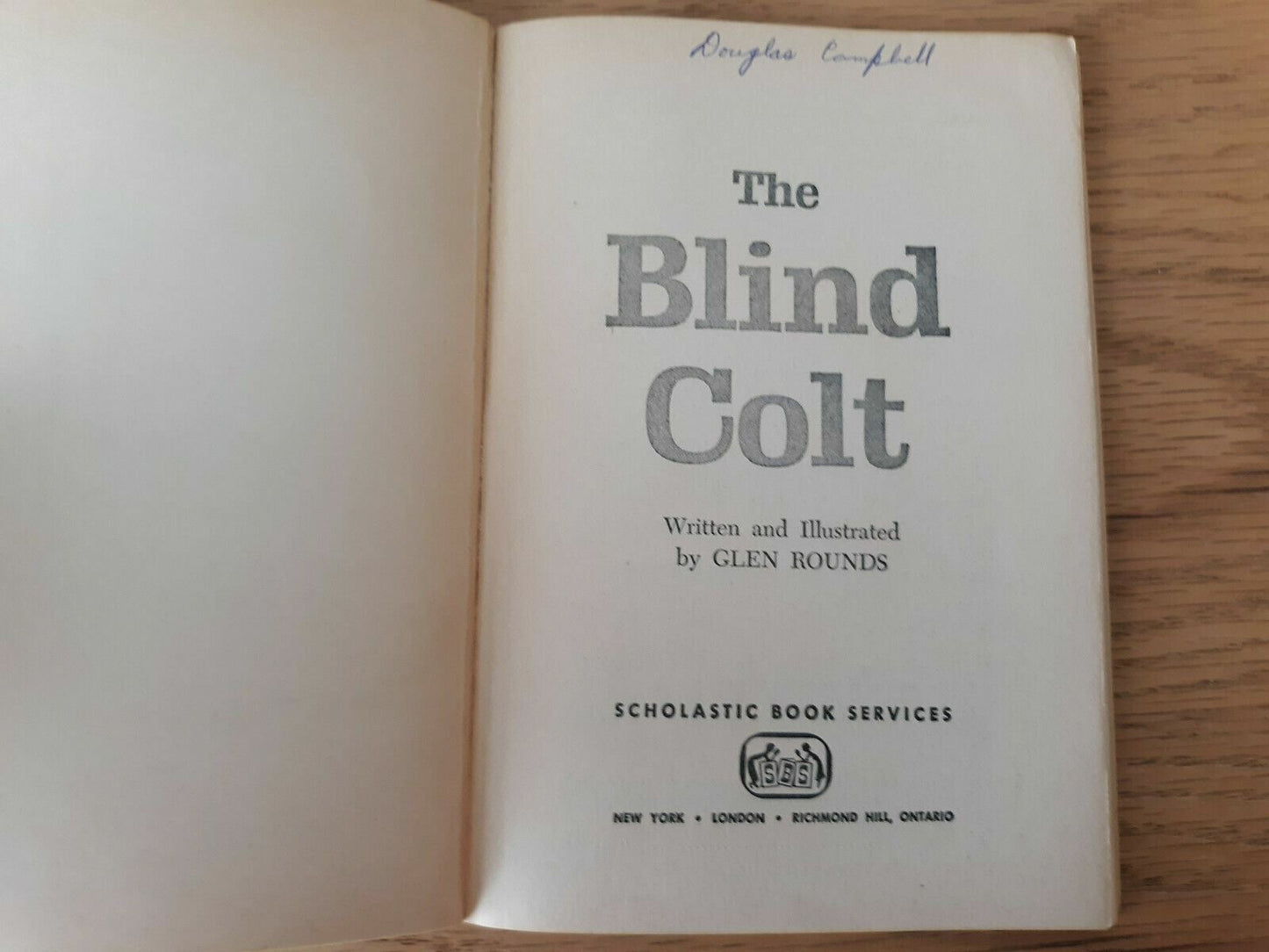 The Blind Colt by Glen Rounds Scholastic Books 2nd Printing 1967 PB
