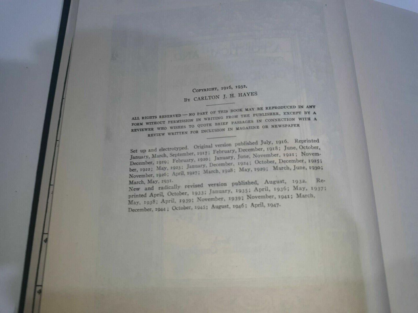 A POLITICAL AND CULTURAL HISTORY OF MODERN EUROPE by Carlton J. H. Hayes 1947