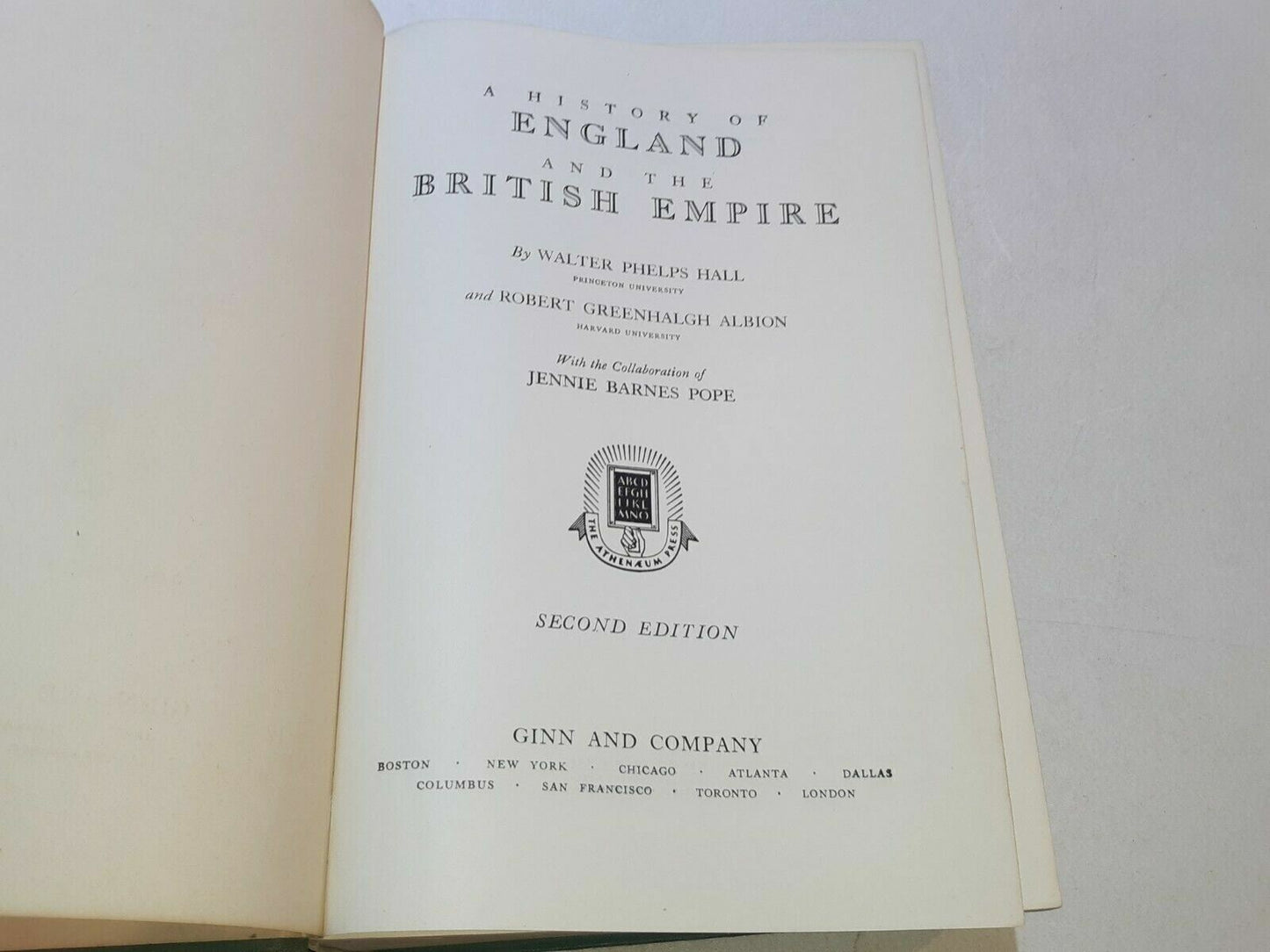 A History Of England And The British Empire Hall, Walter Phelps and Robert Green