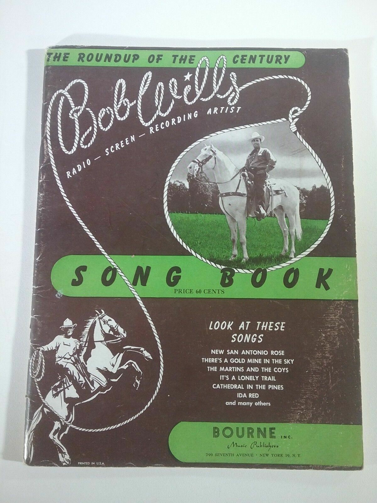 1942 BOB WILLIS ROUNDUP OF THE CENTURY SONG BOOK,Cowboy Country