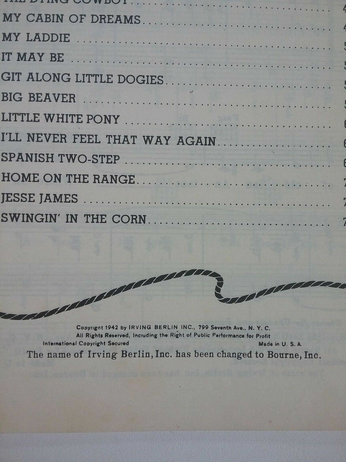 1942 BOB WILLIS ROUNDUP OF THE CENTURY SONG BOOK,Cowboy Country