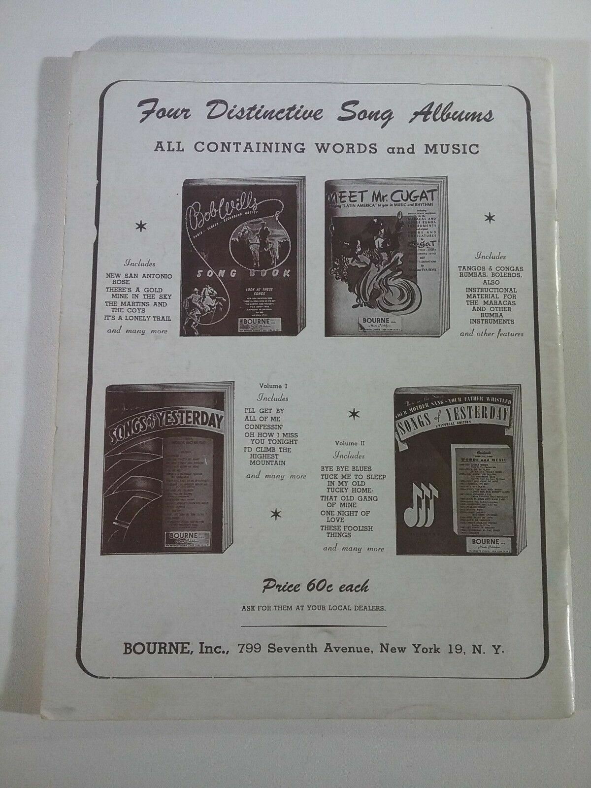 1942 BOB WILLIS ROUNDUP OF THE CENTURY SONG BOOK,Cowboy Country