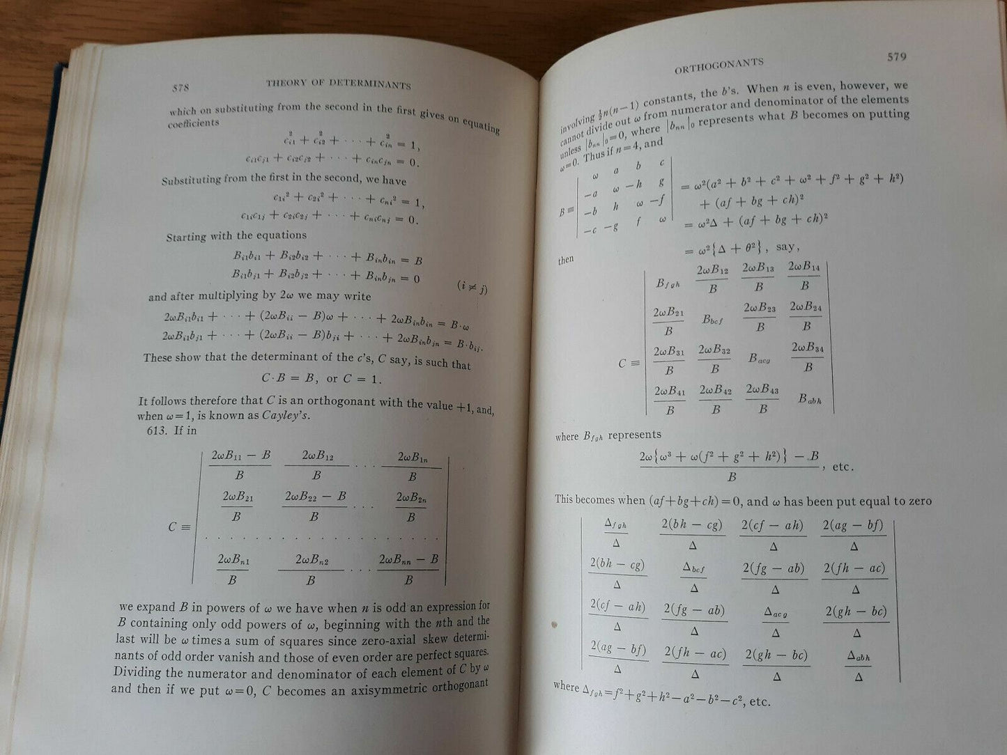 A Treatise On The Theory Of Determinants 1930 Thomas Muir Hardcover
