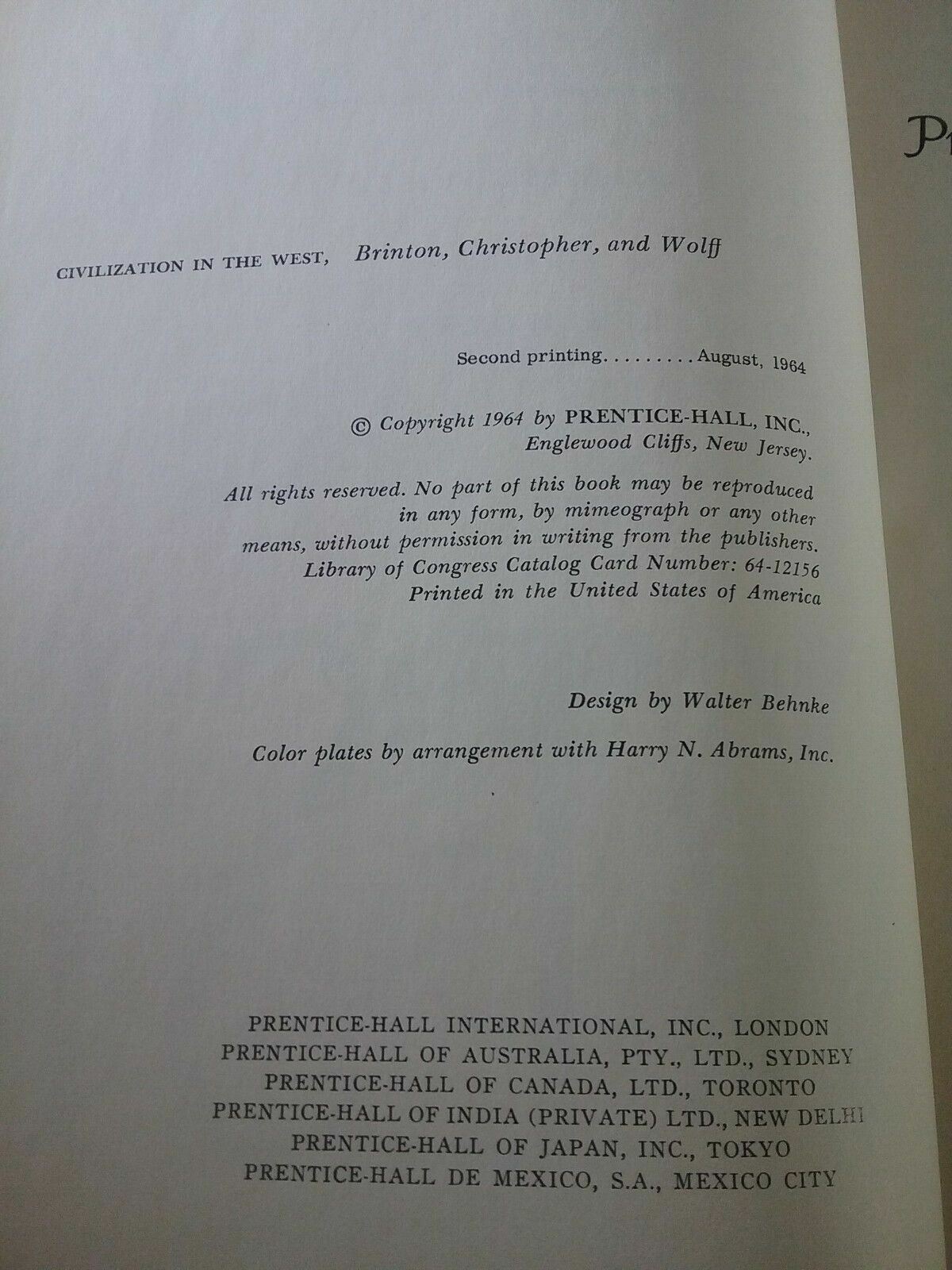 Civilization In The West BRINTON/CHRISTOPHER/WOLFF 1964 Hardback History
