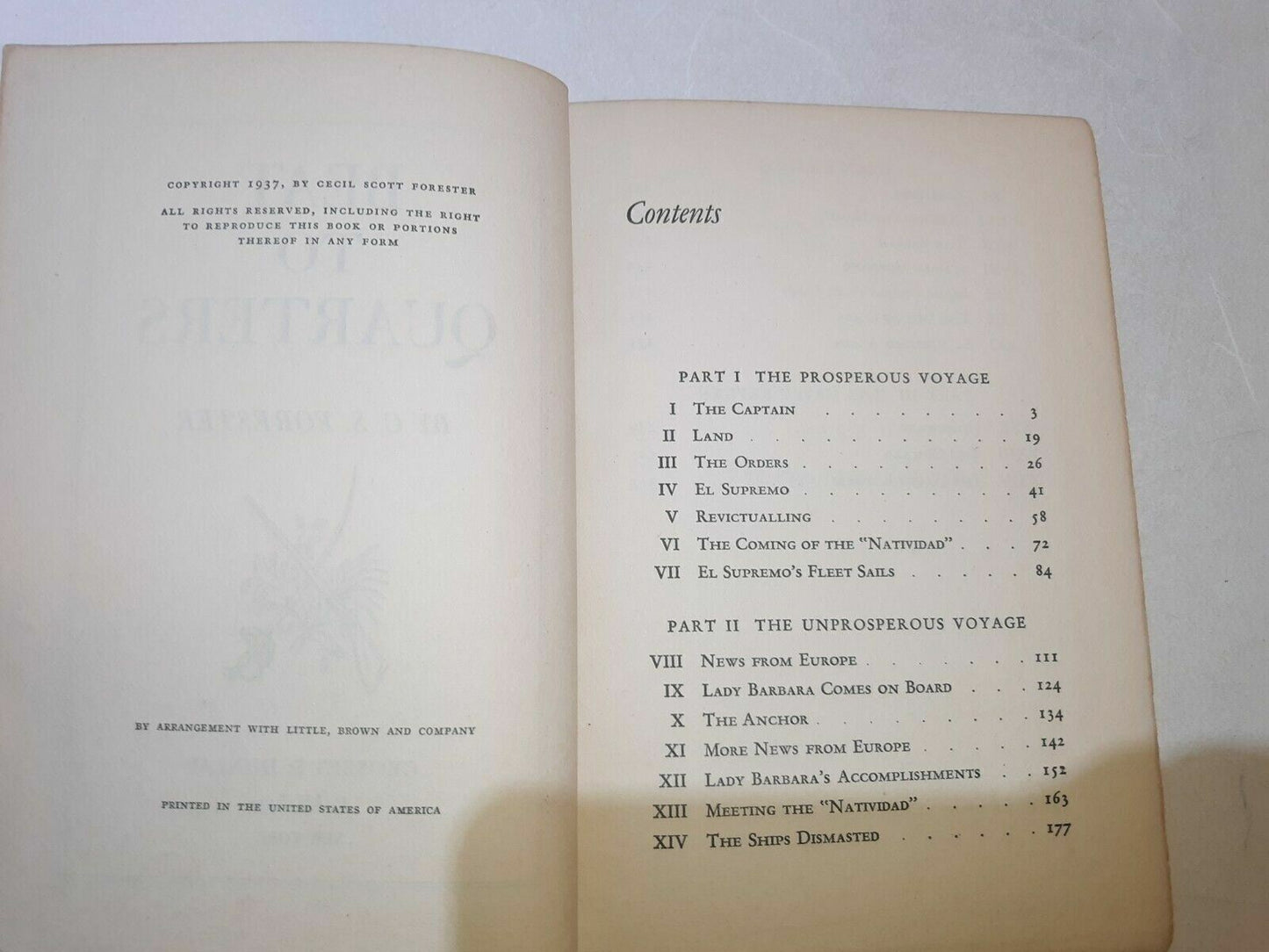 Beat To Quarters C S Forester 1937 Hb Grosset & Dunlap