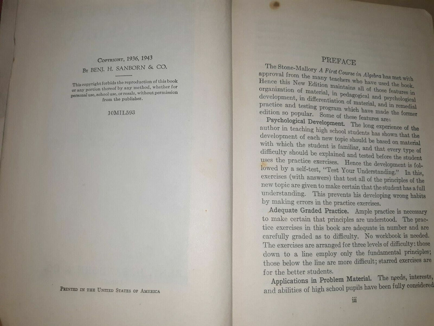 A First Course In Algebra Mallory New Edition 1943