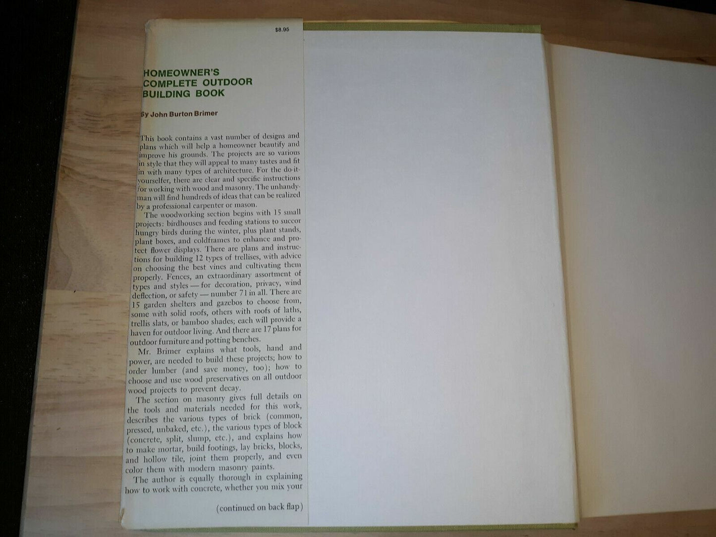 Homeowner’s Complete Outdoor Building Book Hc John Burton Brimer 1971