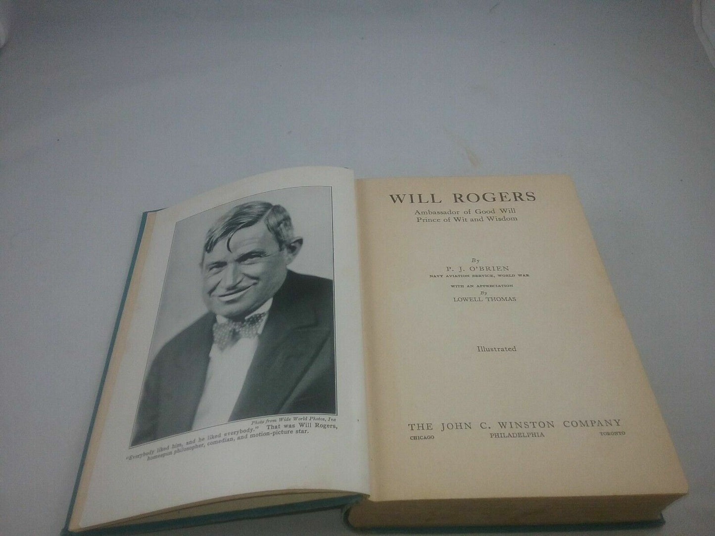 1935 Book Will Rogers Ambassador of Good by PJ O'Brien