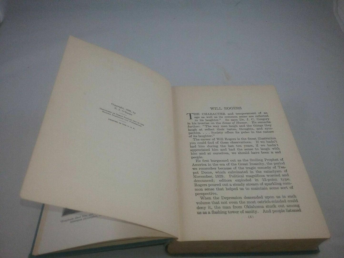 1935 Book Will Rogers Ambassador of Good by PJ O'Brien
