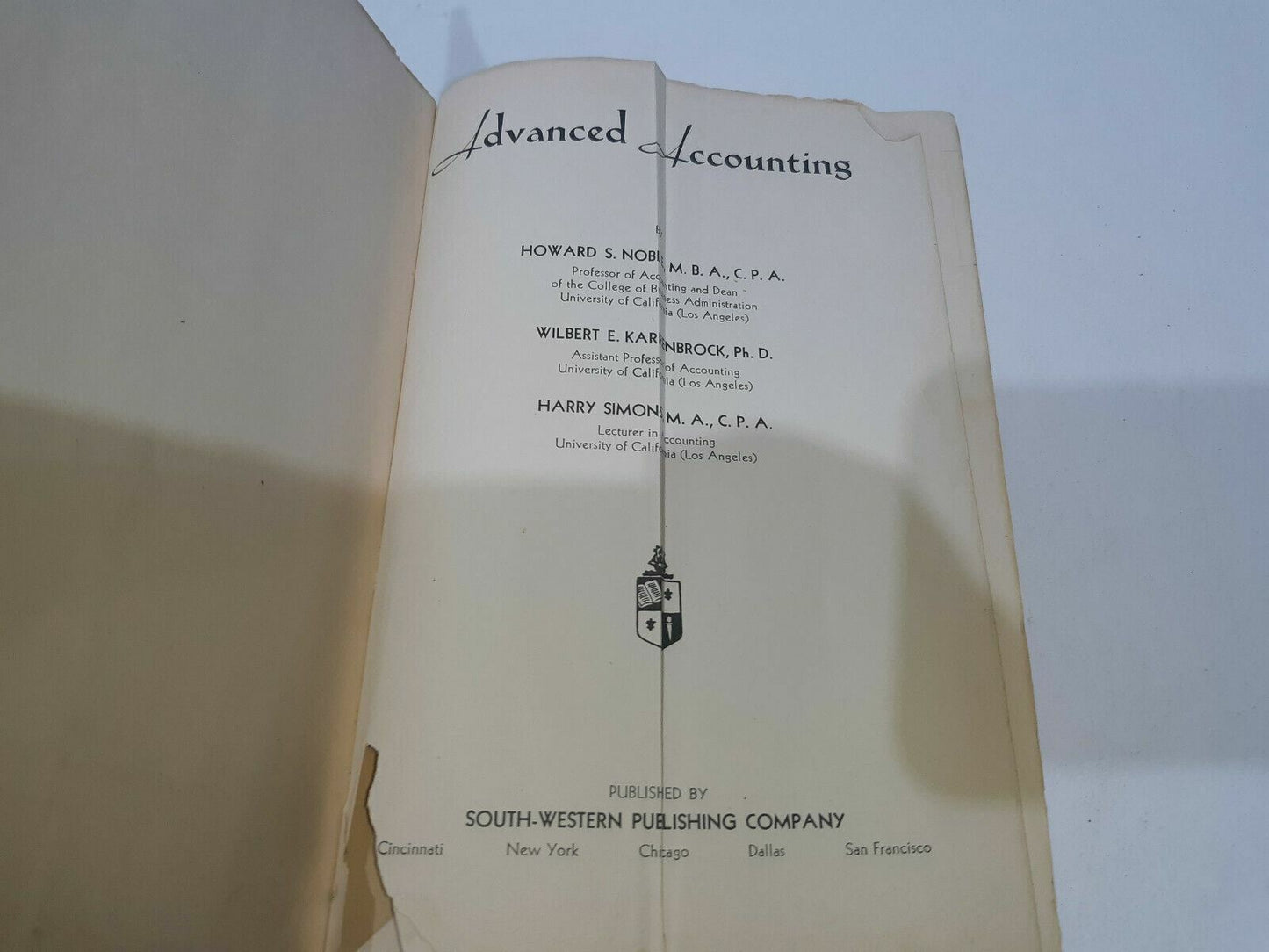 Advanced Accounting by Noble, Karrenbrock and Simons Hardcover Copyright 1941