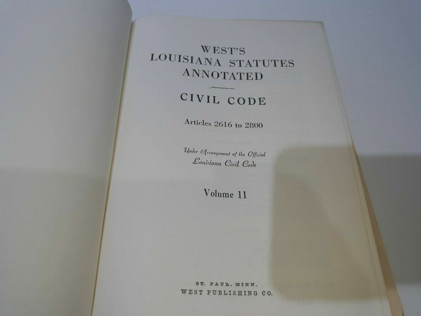 1952 Wests Louisiana Statutes Annotated Civil Code Volume 11 Articles 2616-2800