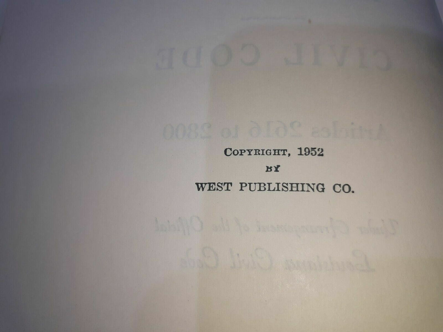 1952 Wests Louisiana Statutes Annotated Civil Code Volume 11 Articles 2616-2800