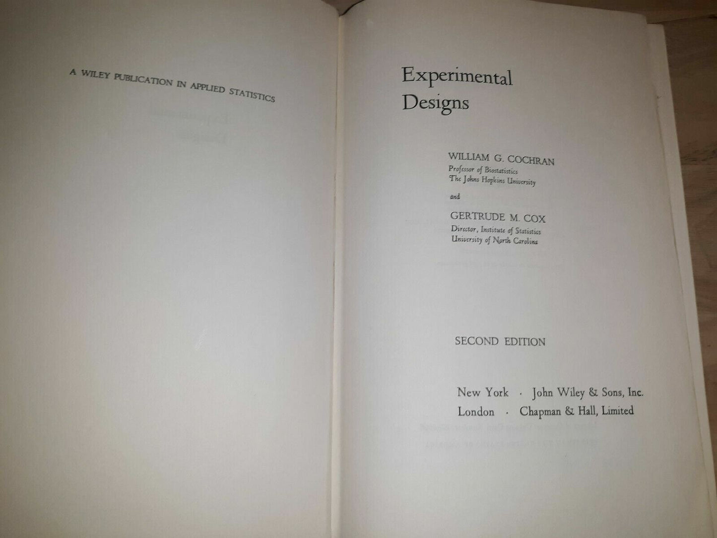 Experimental Designs Cochran Cox 2nd Edition 1957