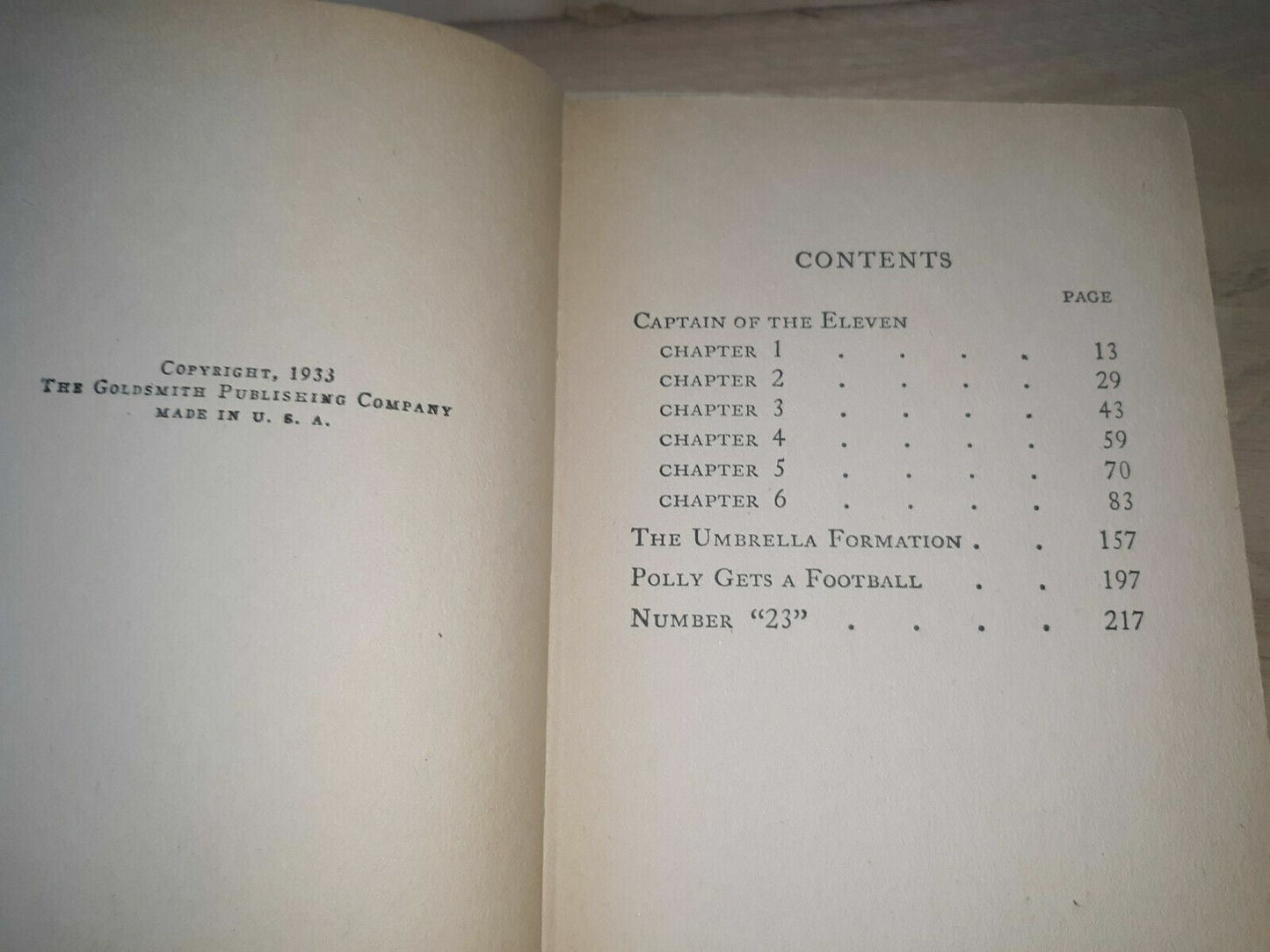 1933 Hardcover "Captain of the Eleven" written by Harold M. Sherman