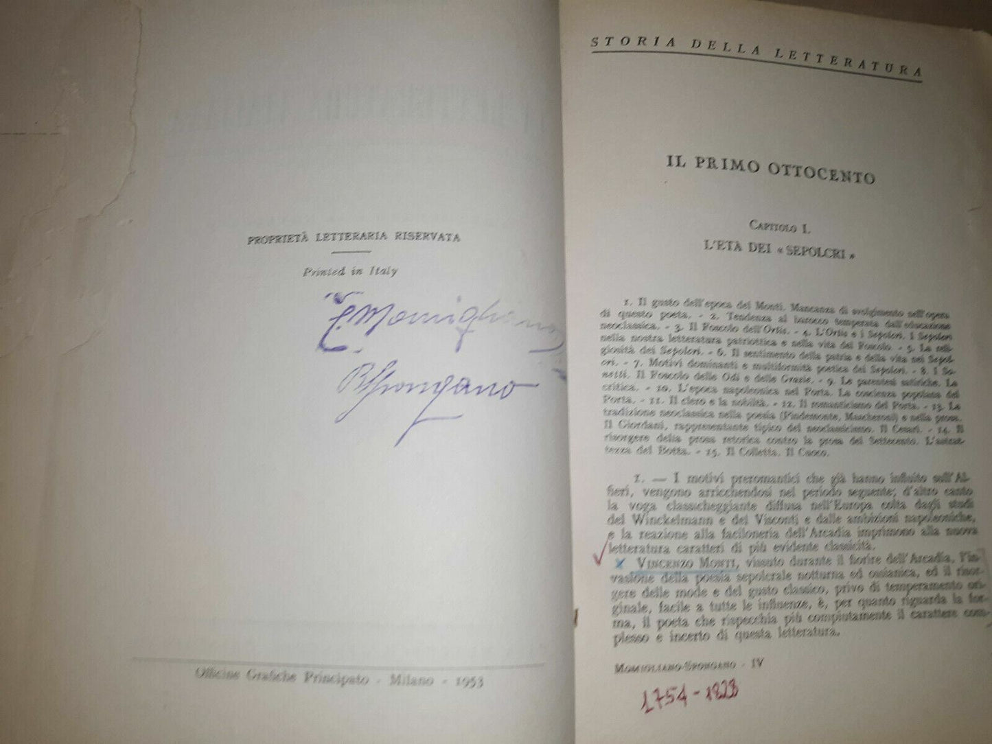 LA LETTERATURA ITALIANA Storia antologia Momigliano Vol Quarto Terzo 1952 1953
