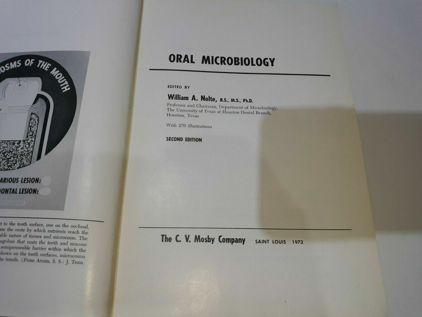 2nd Ed Oral Microbiology Edited by William A. Nolte 1973 Hardcover