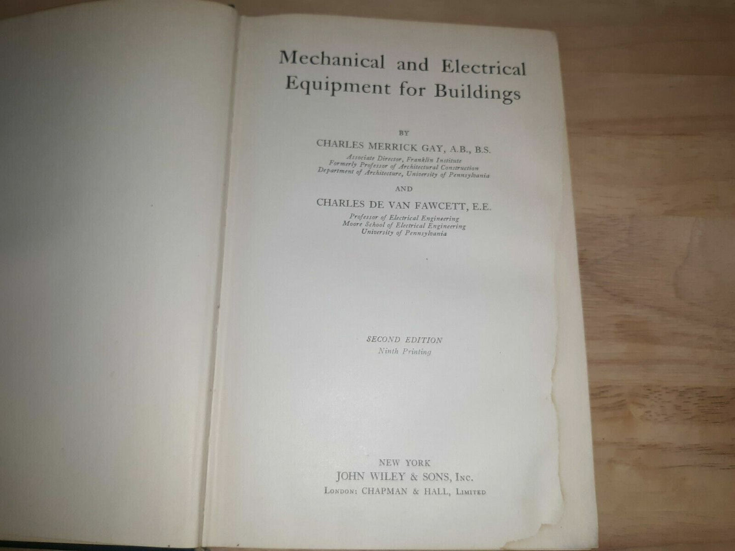 Gay Fawcett Mechanical And Electrical Equipment For Buildings 2nd Ed 9th Pr 1950