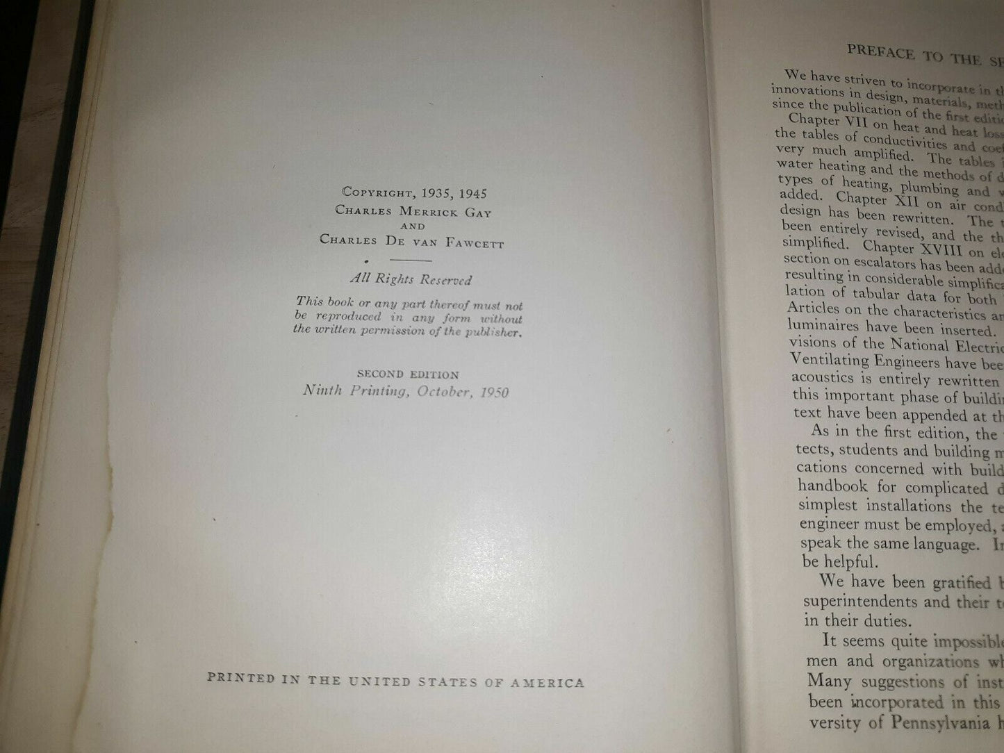 Gay Fawcett Mechanical And Electrical Equipment For Buildings 2nd Ed 9th Pr 1950