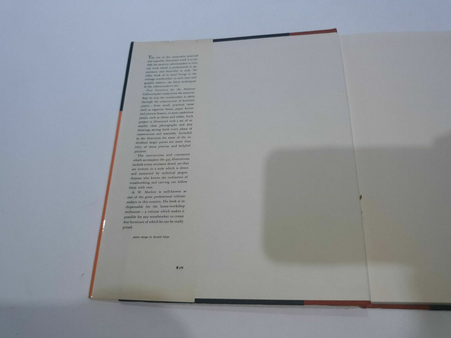 Fine Furniture For The Amateur Cabinetmaker by A. W. Marlow 1955 HC/DJ Illust