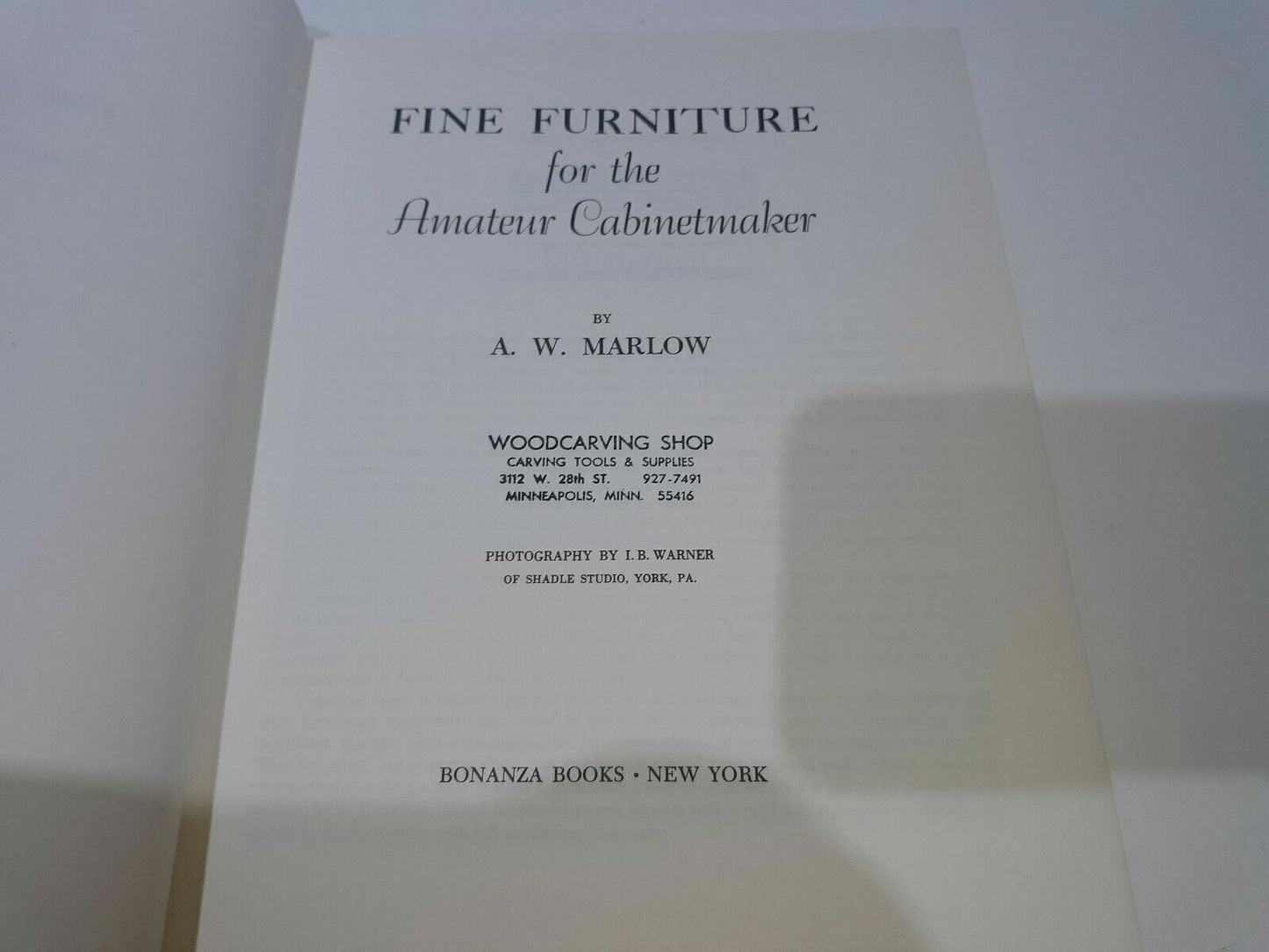Fine Furniture For The Amateur Cabinetmaker by A. W. Marlow 1955 HC/DJ Illust