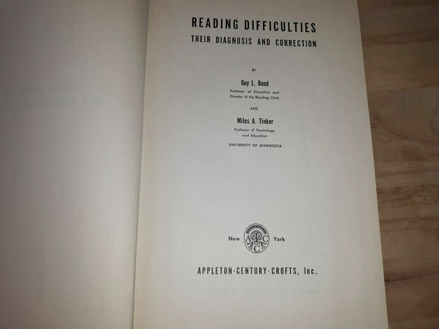 Reading Difficulties - Their Diagnosis and Correction by Bond and Tinker 1957 HC
