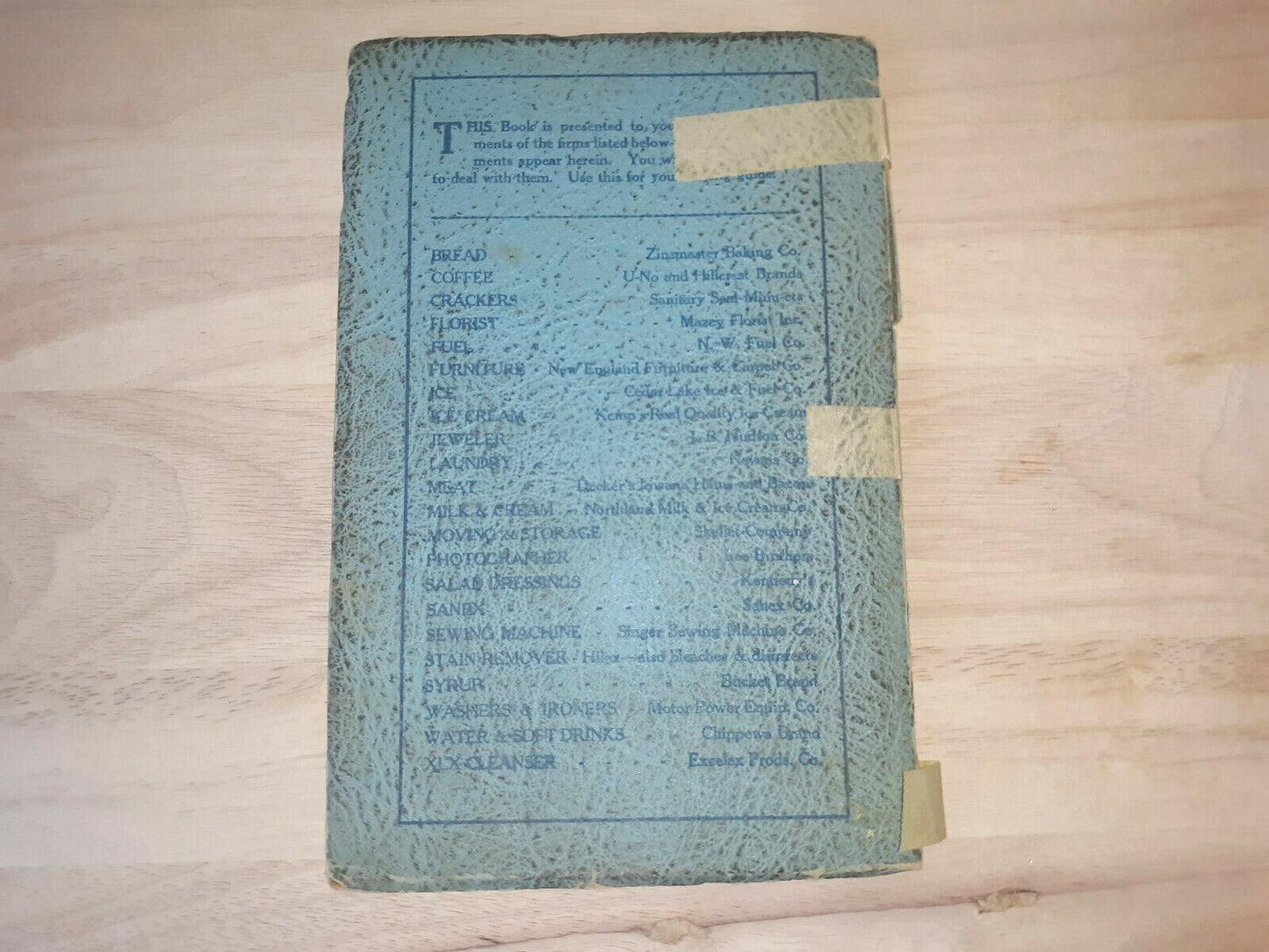 1934 The Bride’s Book of Recipes and Household Hints Gift Advertisers