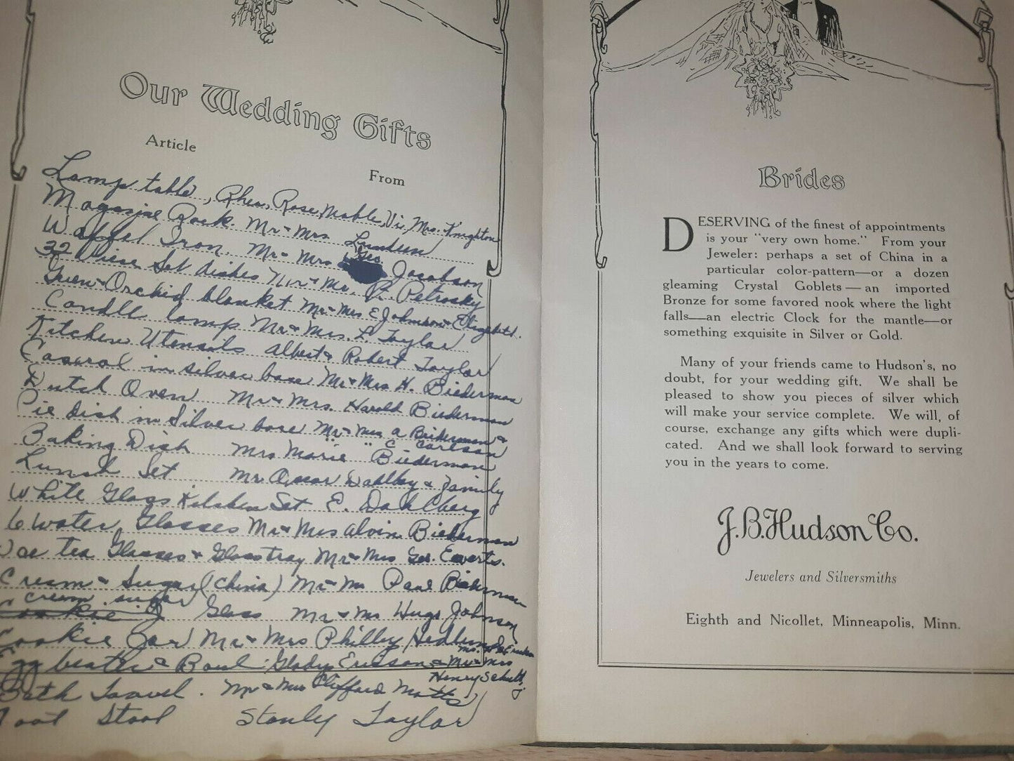 1934 The Bride’s Book of Recipes and Household Hints Gift Advertisers