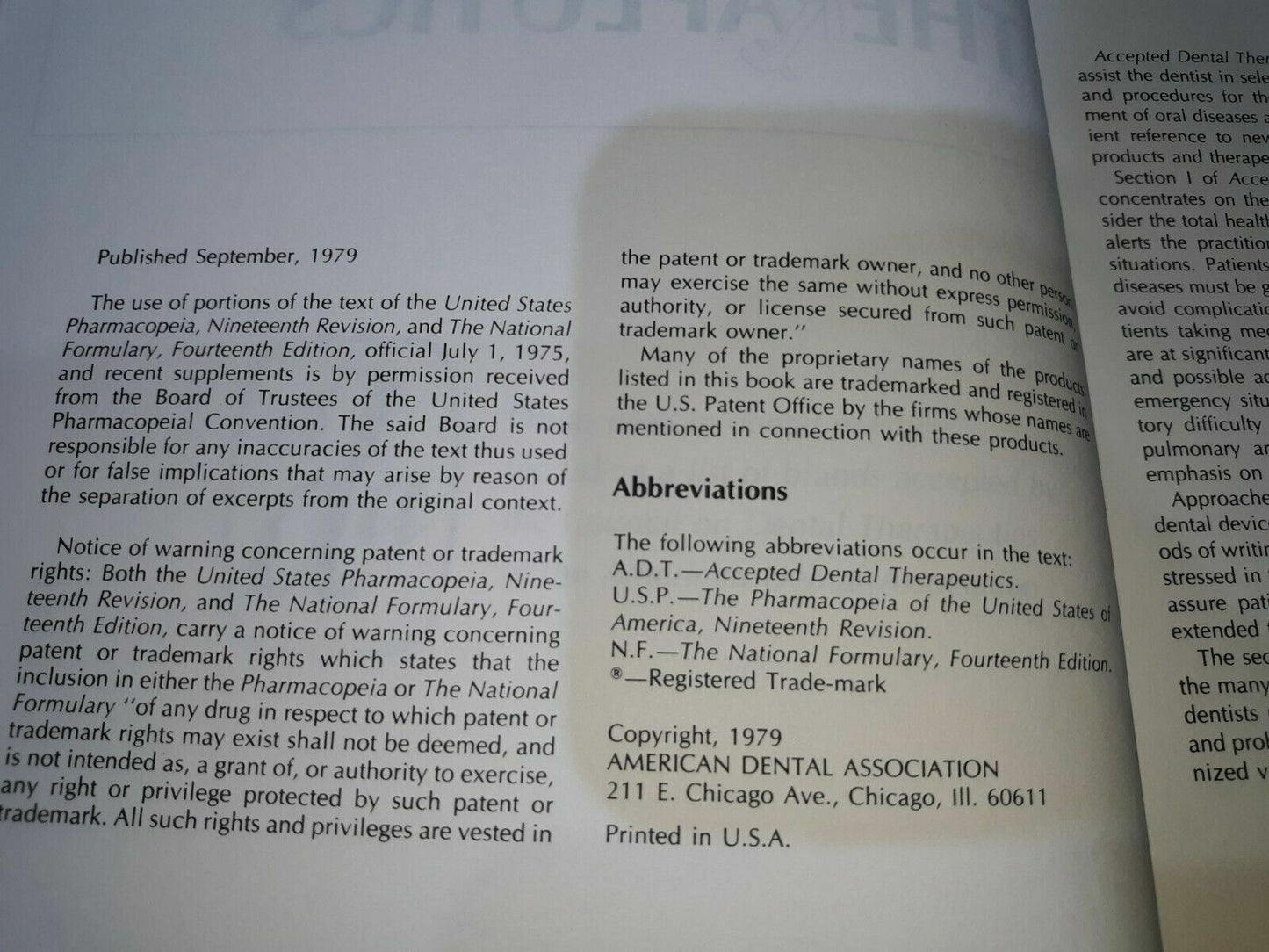 ACCEPTED DENTAL THERAPEUTICS: 38th Edition (Hardcover) 1979