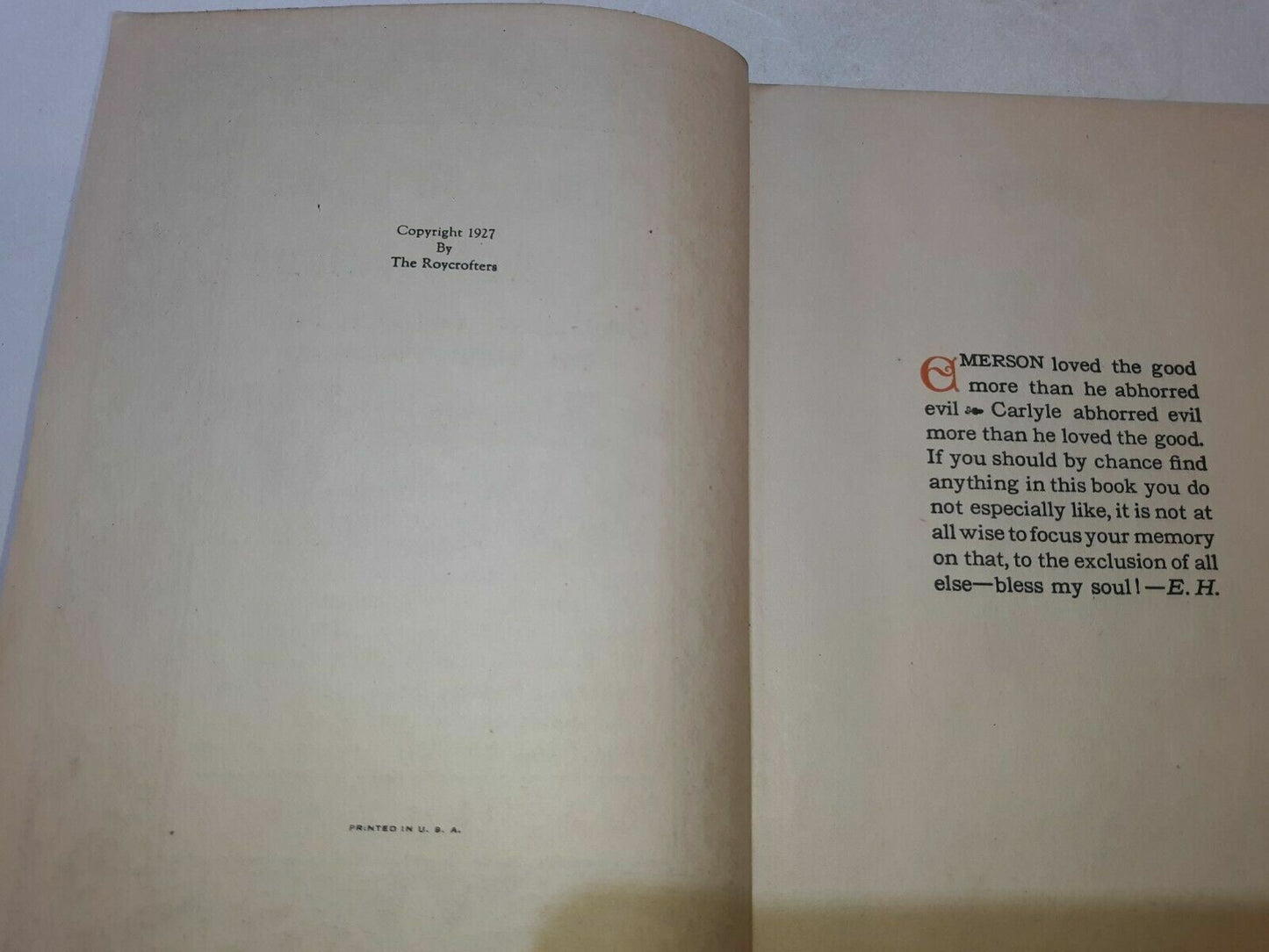 1927 "The Notebook Of Elbert Hubbard" Hardcovered Roycrofters