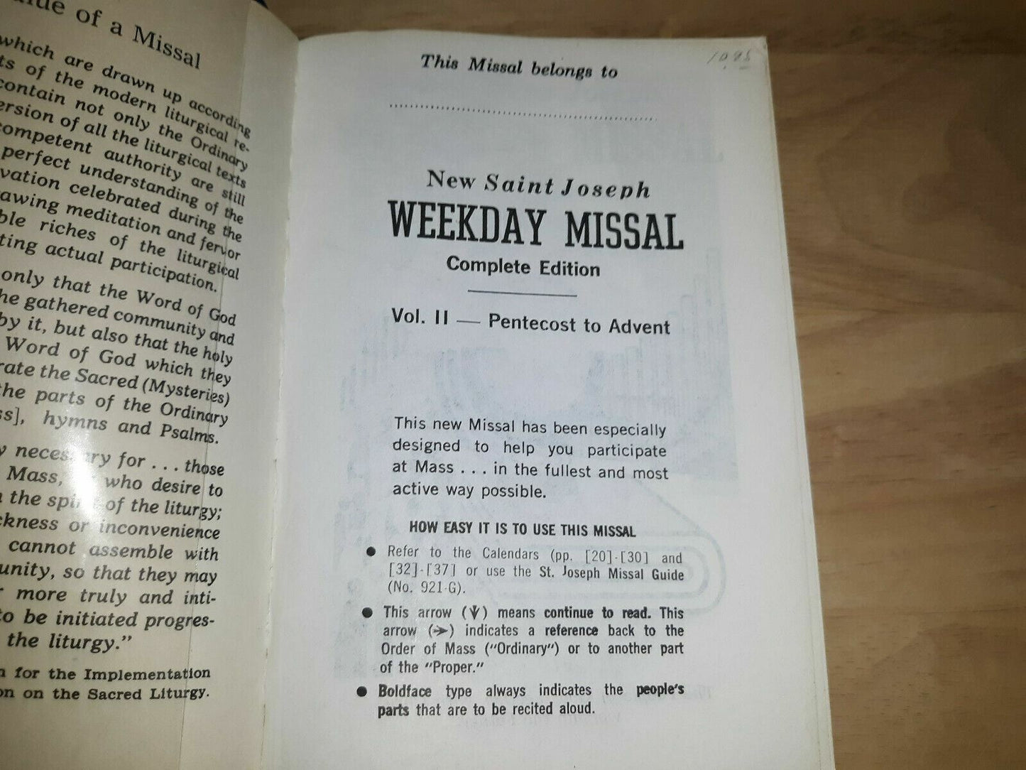 1975 New St Joseph Weekday Missal Complete Edition Catholic Vatican II Vol 2