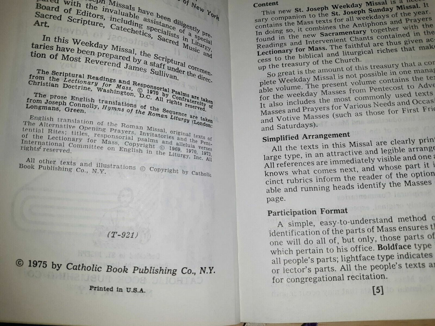1975 New St Joseph Weekday Missal Complete Edition Catholic Vatican II Vol 2