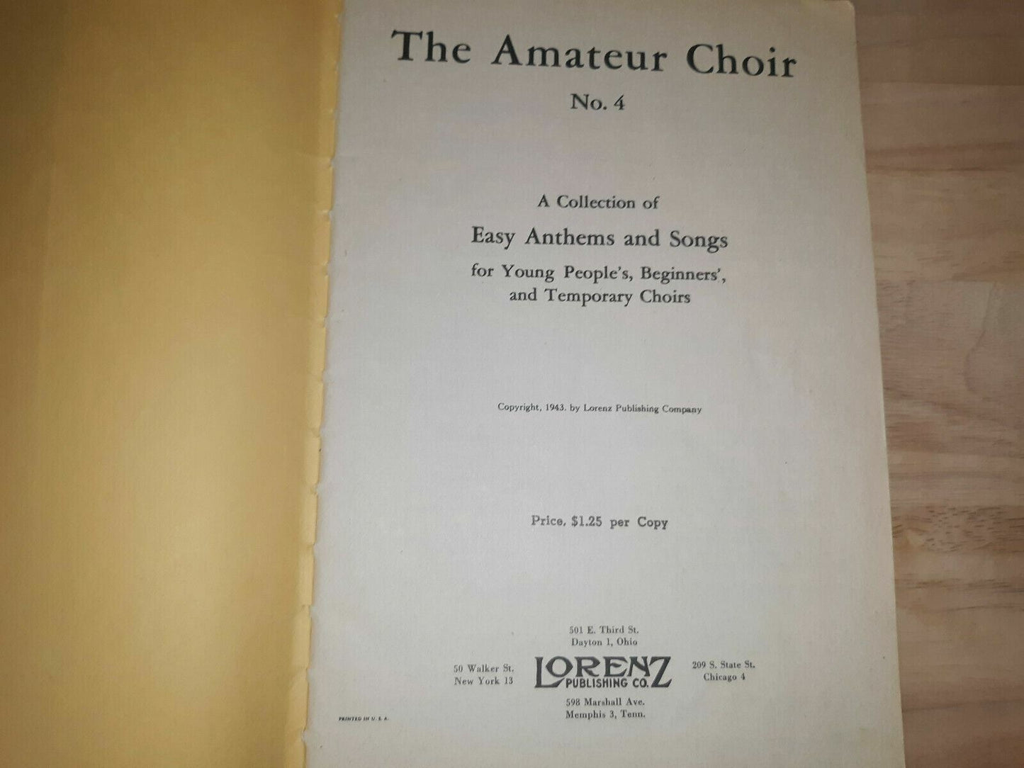 THE AMATEUR CHOIR No 4: An Anthem Book for Mixed Voices Softcover Songbook 1943