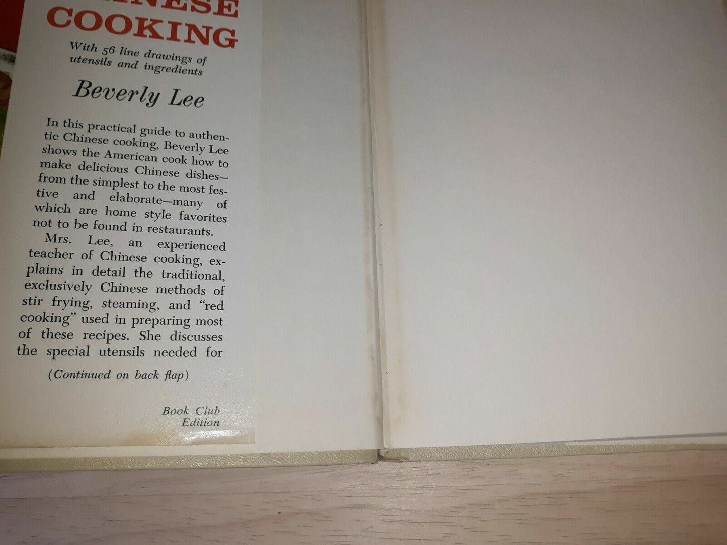 The Easy Way to Chinese Cooking Beverly Lee Hardcover 1963 Classic Book Club Ed