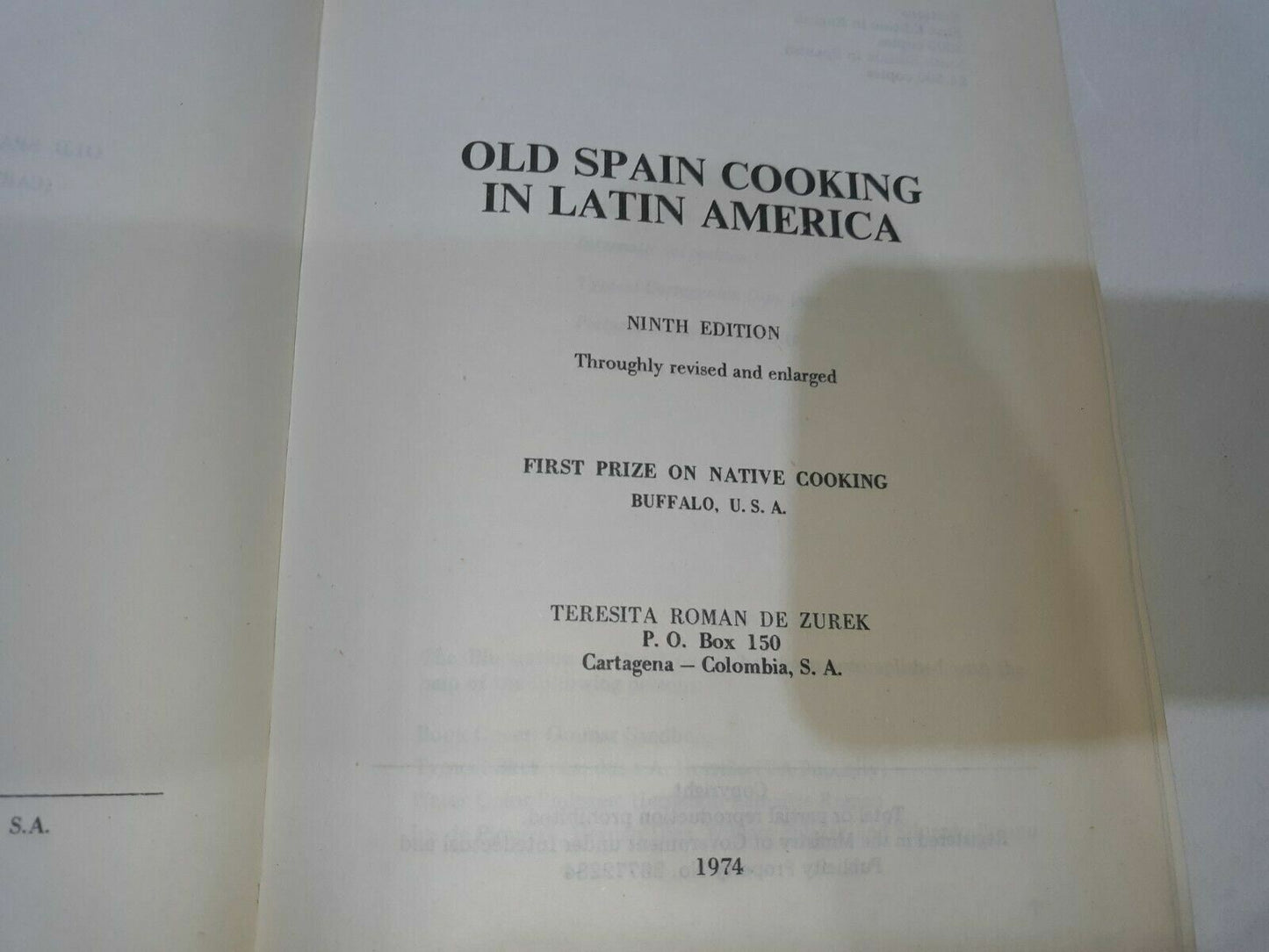 Old Spain Cooking in Latin America (Hardcover) 1974 Teresita Roman de Zurek