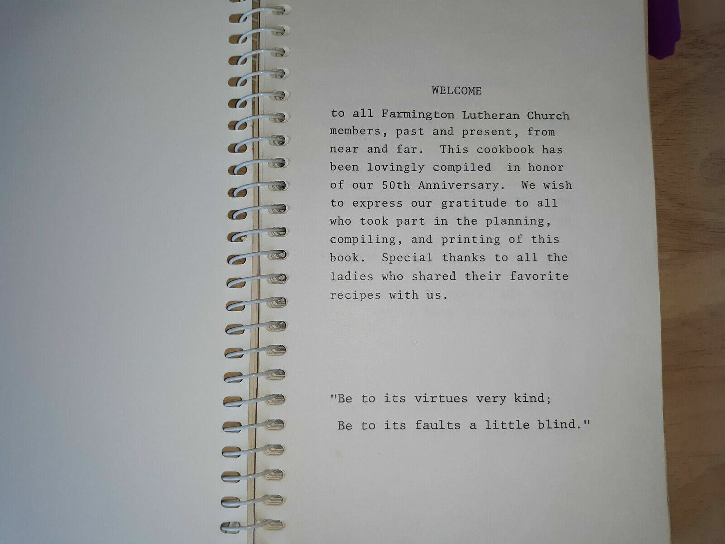 50th Anniversary Cookbook Farmington MN Lutheran Church 1932-1982