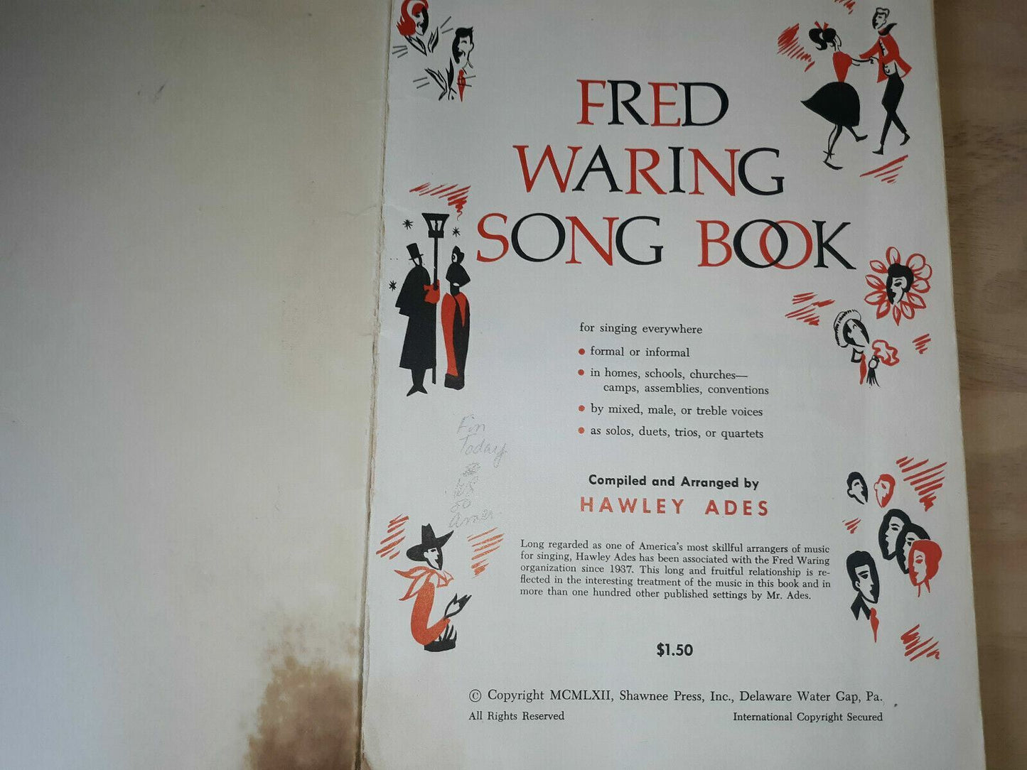 Fred Waring Song Book 1962 Hawley Ades