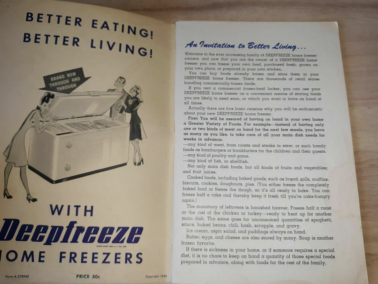 1948 An Invitation to Better Living from Deepfreeze Original Home Freezer Manual