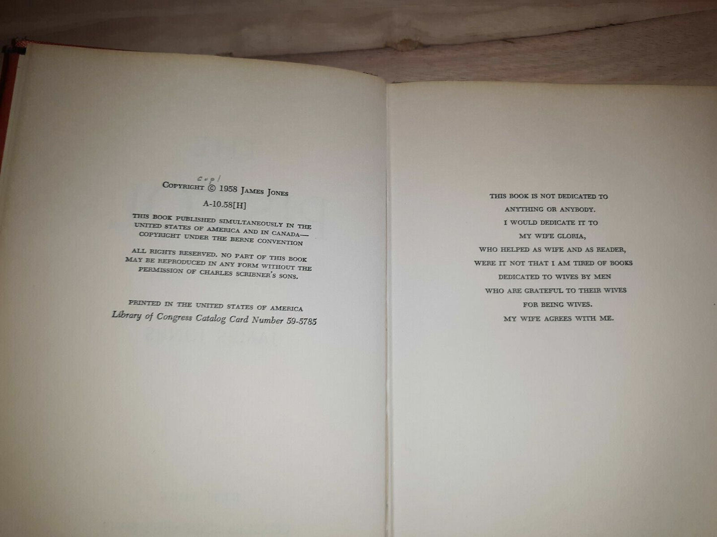 1958 1st Edition THE PISTOL By JAMES JONES HC/DJ