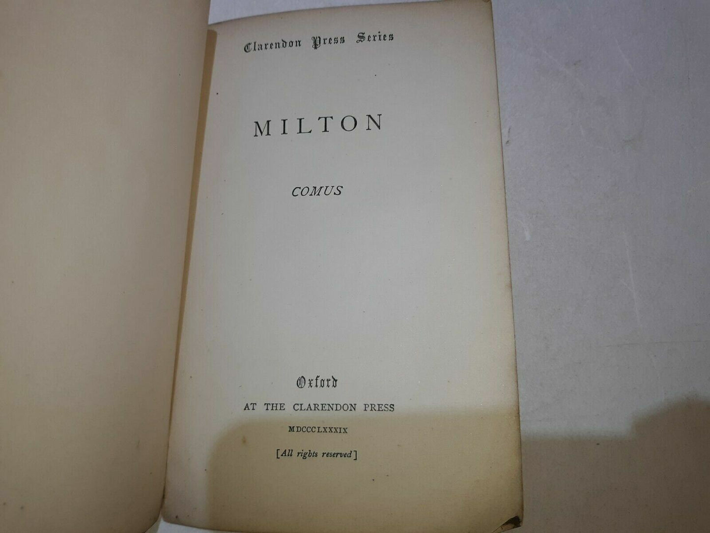 1889 Milton Clarendon Press Series Comus Oxford