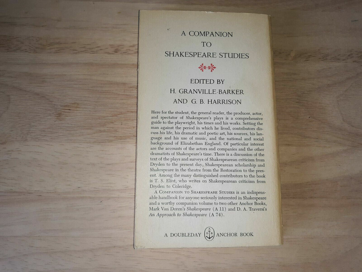 1960 A Companion To Shakespeare Studies Barker Harrison Paperback