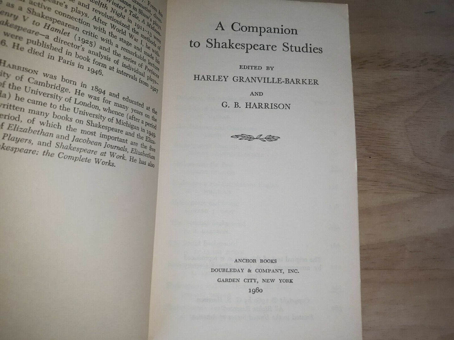1960 A Companion To Shakespeare Studies Barker Harrison Paperback